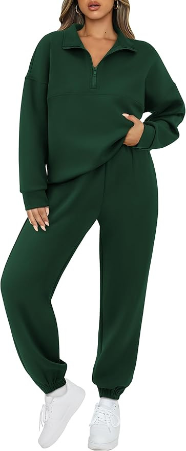 BTFBM Womens 2 Piece Sweatsuit Sets Fall Outfits Tracksuits 2024 Long Sleeve Half Zip Sweatshirt ... | Amazon (US)
