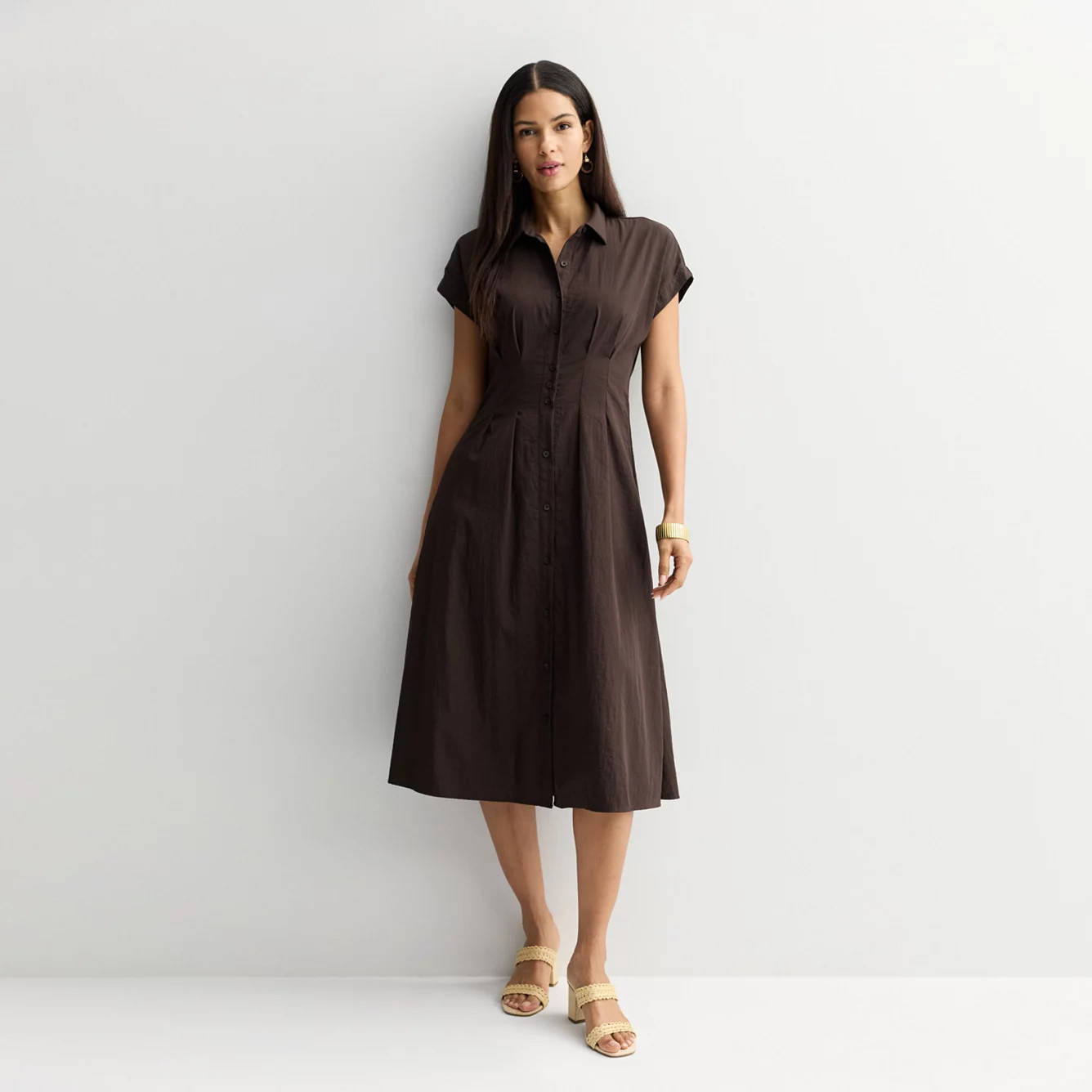 Women's Nine West Cinched Waist Midi Shirt Dress | Kohl's