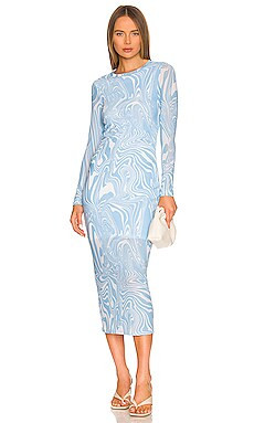 Ena Pelly Ellee Longsleeve Midi Dress in Sky Marble from Revolve.com | Revolve Clothing (Global)