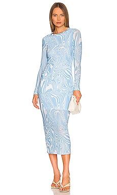 Ena Pelly Ellee Longsleeve Midi Dress in Sky Marble from Revolve.com | Revolve Clothing (Global)