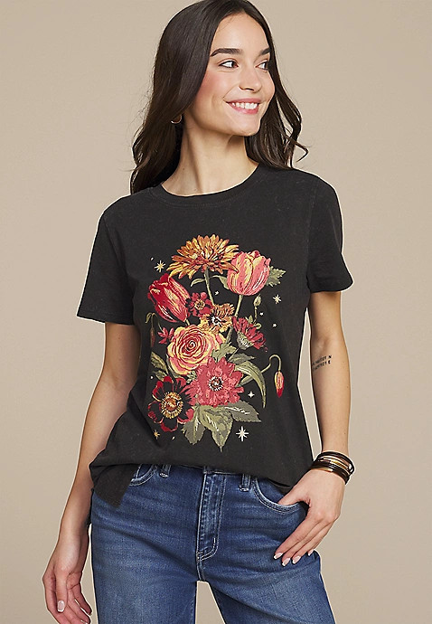 Floral Classic Fit Graphic Tee | Maurices