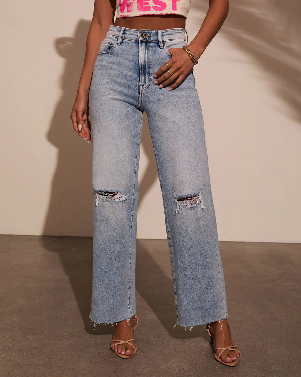 Alec High Rise Distressed Relaxed Denim | VICI