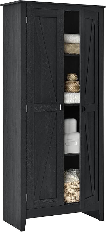 Ameriwood HOME SystemBuild Farmington 31.5 inch Wide Storage Cabinet, Black Oak | Amazon (US)