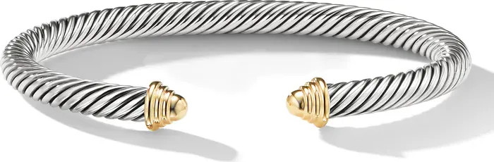 Classic Cable Bracelet in Sterling Silver with 14K Yellow Gold Domes, 5mm | Nordstrom