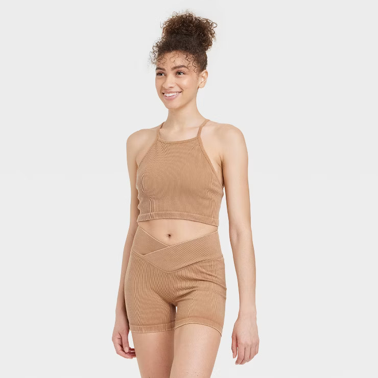 Women's Ribbed Seamless High Neck Bra - JoyLab™ | Target
