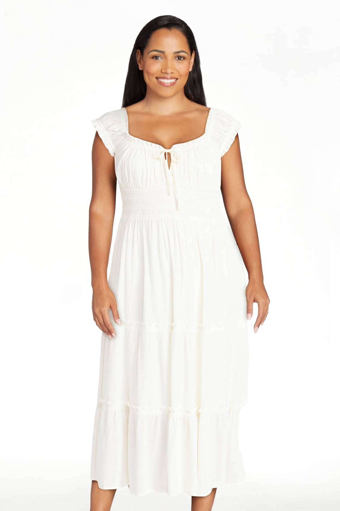 No Boundaries Puff Sleeve Midi Dress, Women’s XXS-XXL | Walmart (US)