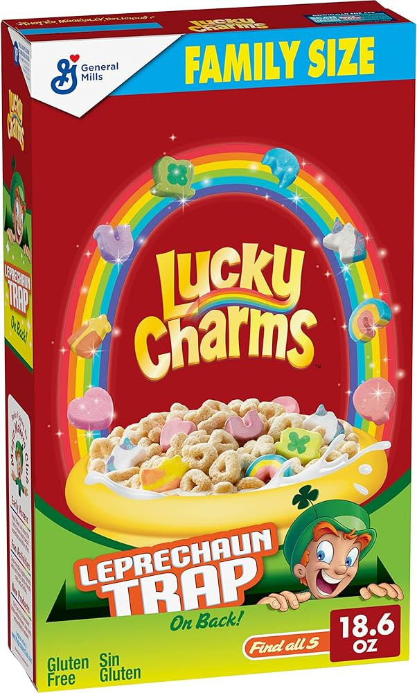 Lucky Charms Gluten Free Cereal with Marshmallows, Kids Breakfast Cereal with Whole Grain Oats, F... | Amazon (US)