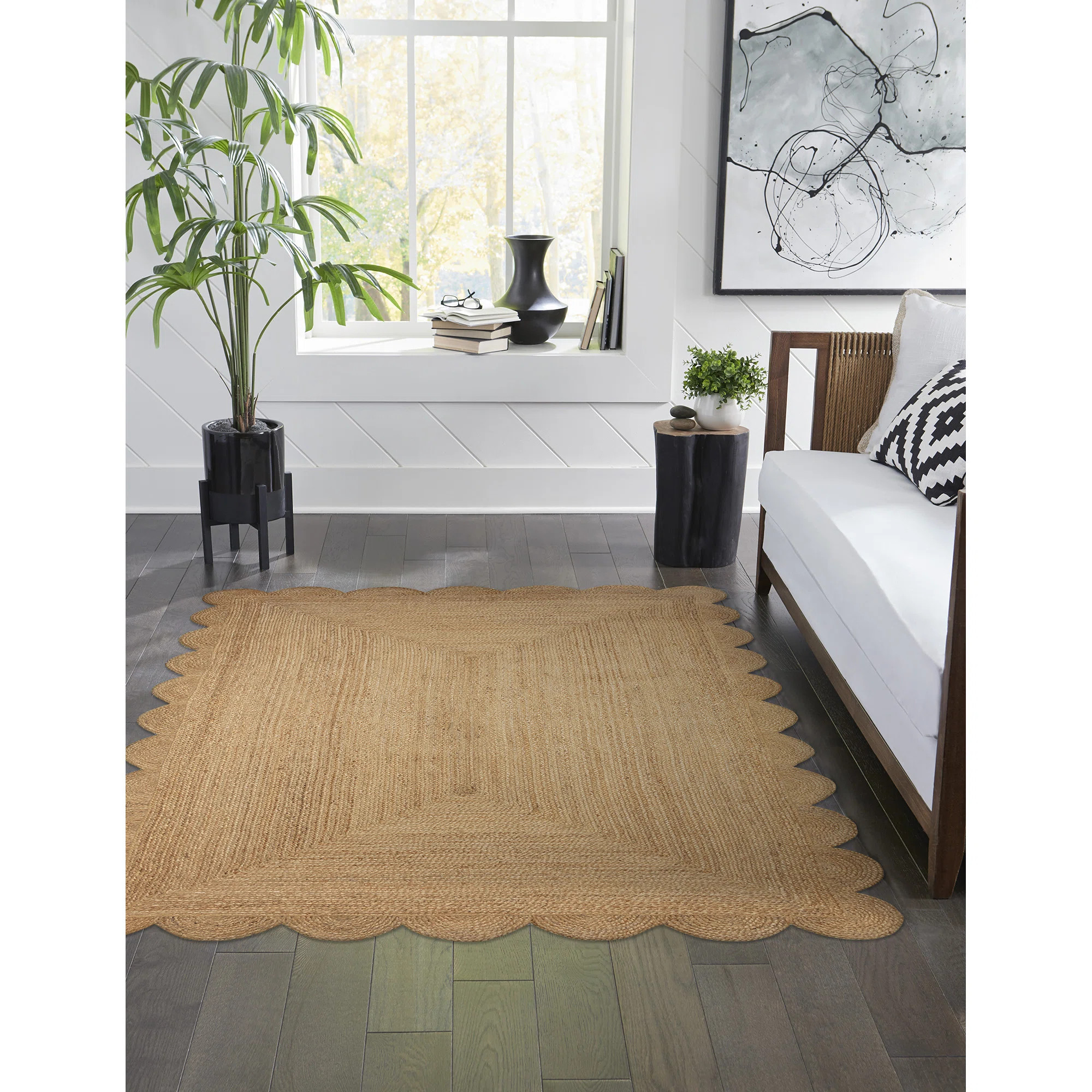 Beachcrest Home™ Benefield Scalloped Edge Indoor Rug Natural & Reviews | Wayfair | Wayfair North America