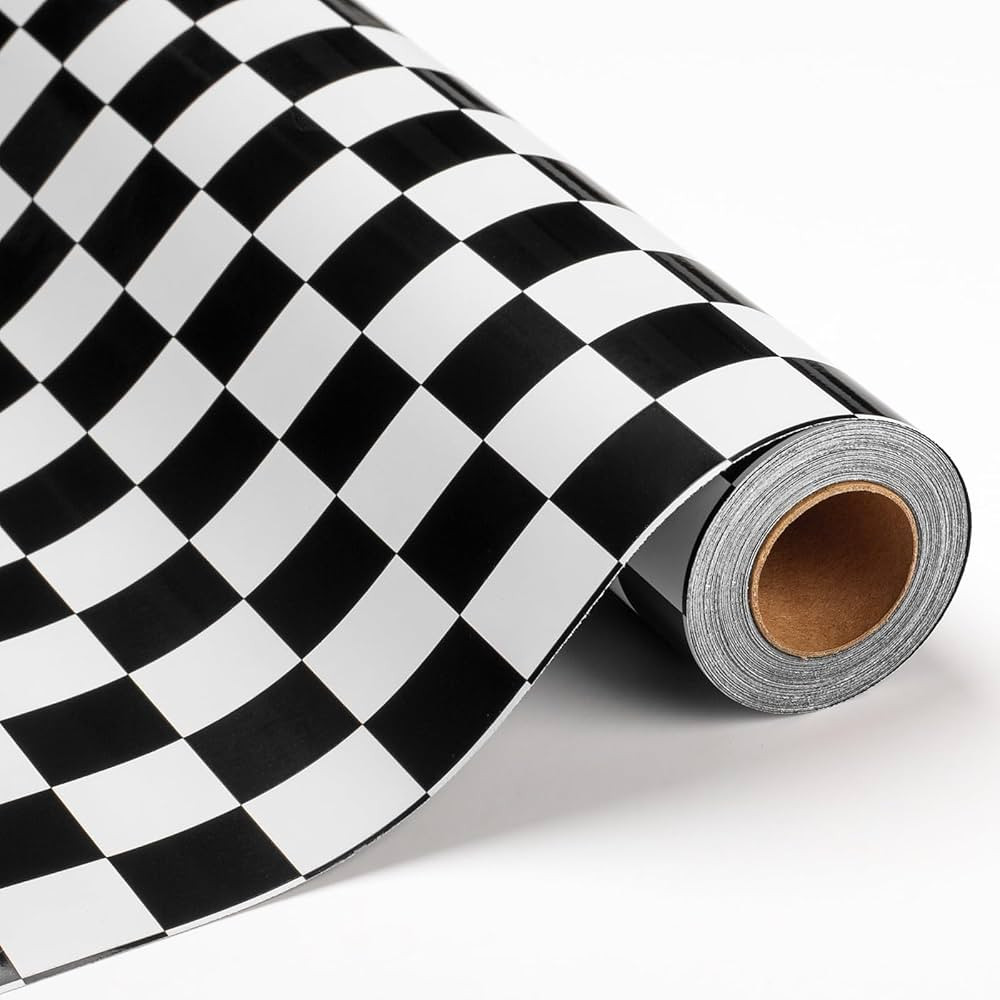 MAYPLUSS Checkered Flag Wrapping Paper Roll, Black and White Gift Wrap, Reversible Skateboarders ... | Amazon (US)