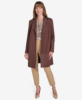 Women's Faux-Suede Open-Front Topper | Macy's