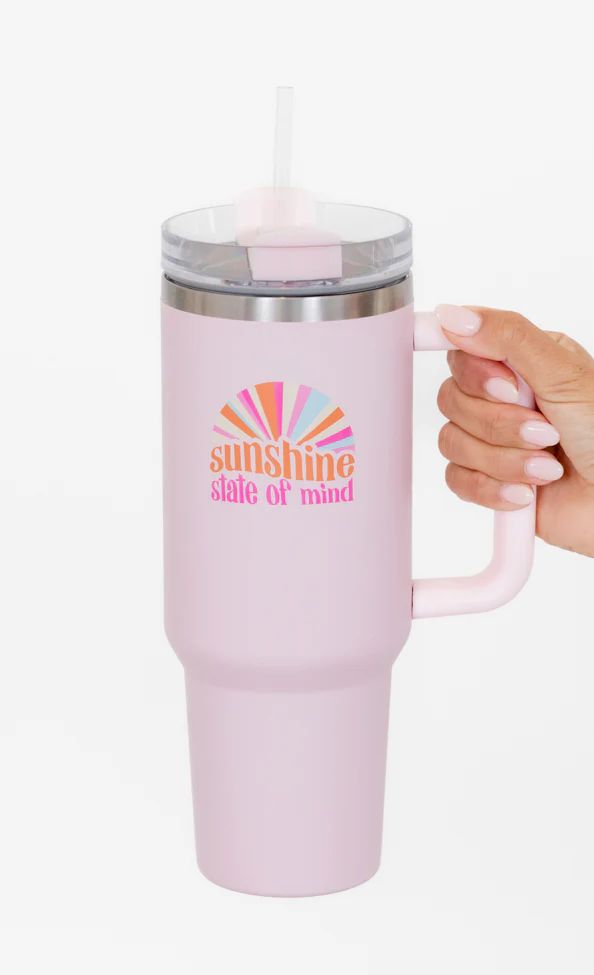 Sippin' Pretty Sunshine State Of Mind 40 oz Drink Tumbler With Lid And Straw DOORBUSTER | Pink Lily