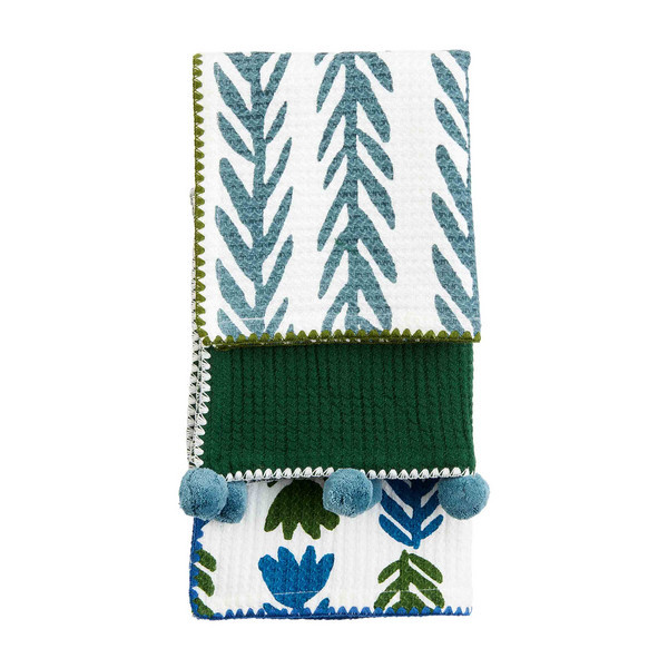 Mud Pie Floral Vine Dishcloth Set in Blue | 100% Cotton | Mud Pie