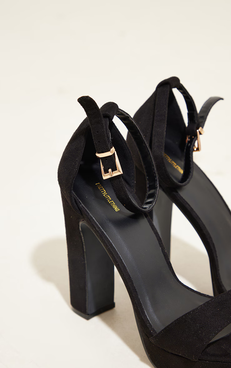Taya Black Faux Suede Platform Sandals | Pretty Little Thing (Australia & New Zealand)