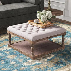 Euphony 30" Shelved Tufted Square Cocktail Ottoman | Wayfair North America