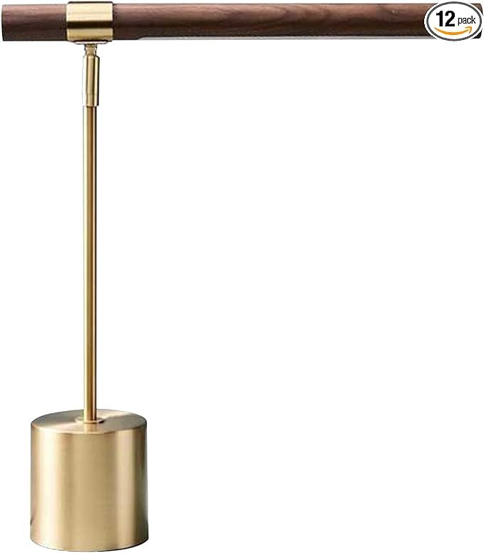 Modern Banker Slim Table Lamp - LED Desk Light - Wood Brass Lamp - Adjustable Modern Table Lamp -... | Amazon (US)