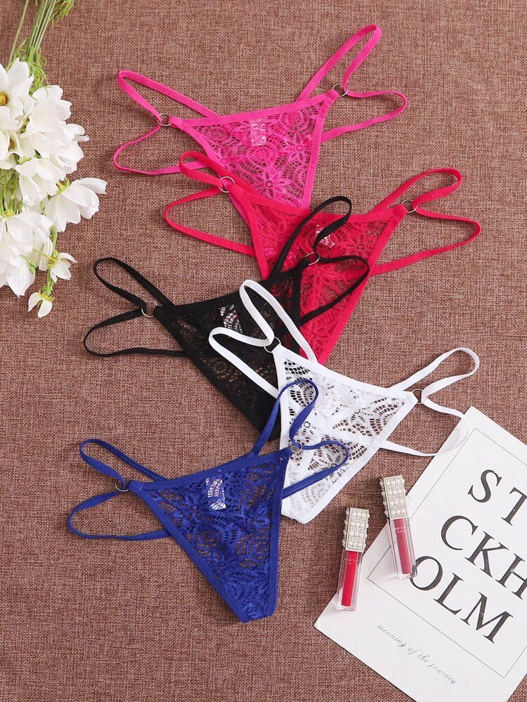 5pack Hollow Out Ring Linked Thong Set | SHEIN