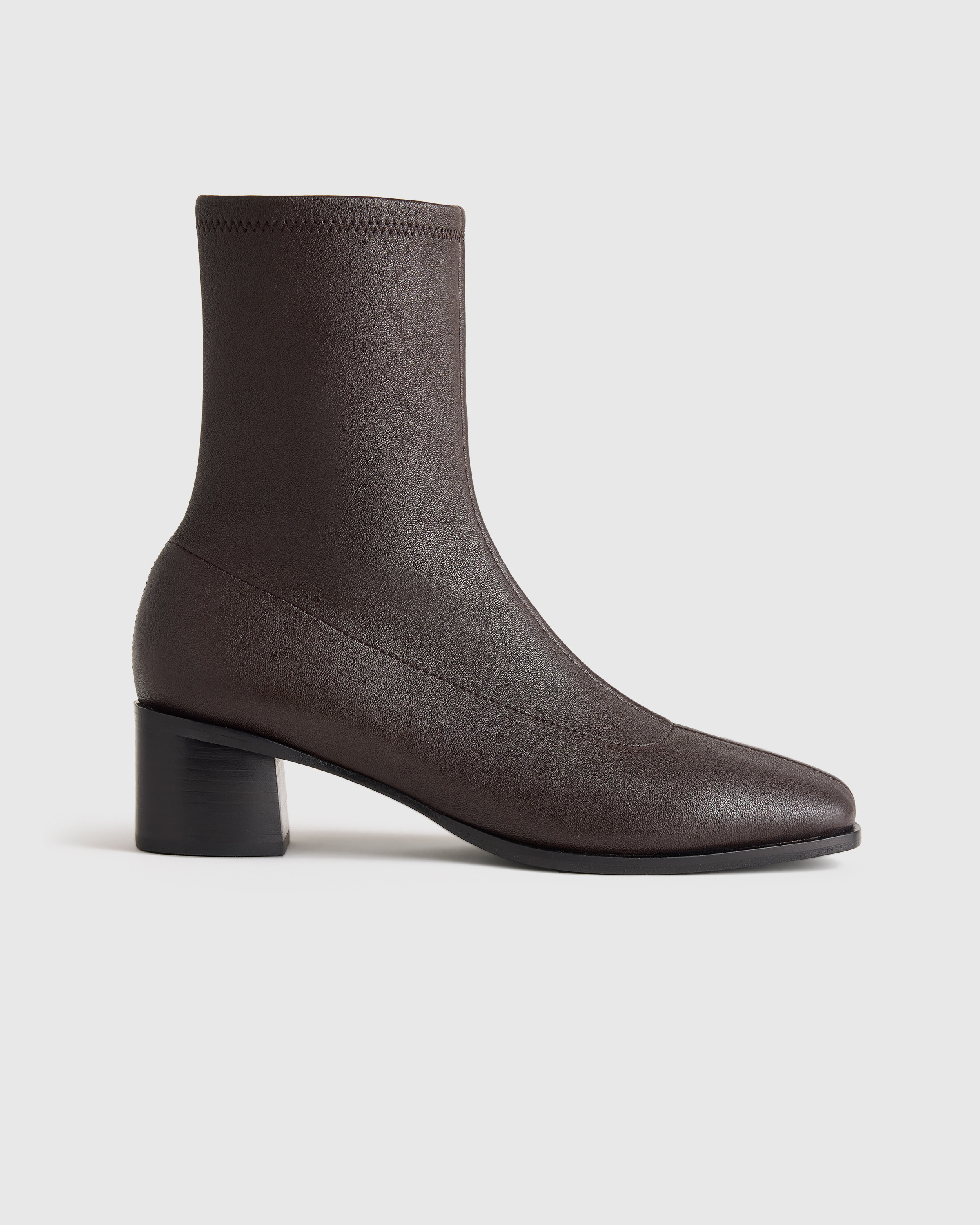 Quince | Women's Italian Leather Stretch Sock Bootie in Black, Size 7 | Quince