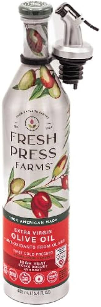 Fresh Press Farms Cold Pressed High Heat Extra Virgin Olive Oil, 16.4 Fl Oz, Georgia Grown, 100% ... | Amazon (US)