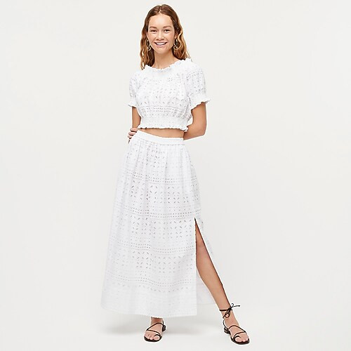 Side-slit maxi skirt in eyelet | J. Crew US