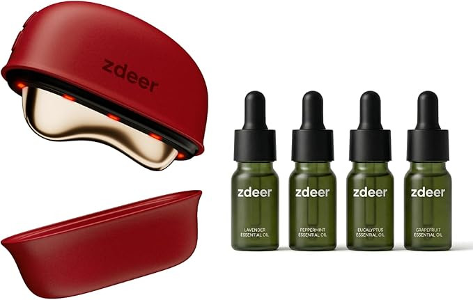 ZDEER Masajeador facial con calefacci\u00f3n Gua Sha con terapia de luz roja y vibraci\u00f3n, 4 ... | Amazon (US)