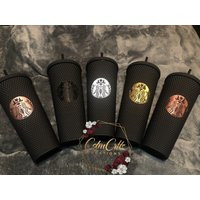 Matte Black Studded Tumbler, Soft Touch 24 Oz Double Wall Tumbler | Etsy (US)