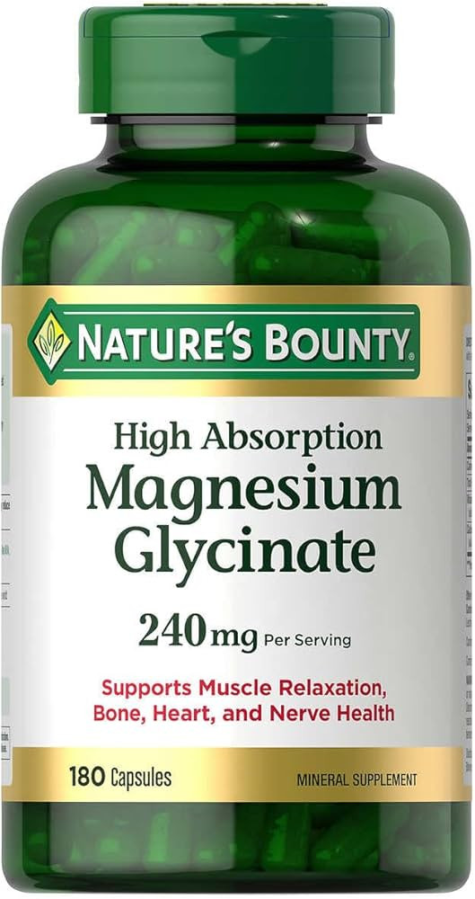 Natures Bountys Magnesium Glycinate 240 mg, 180 Capsules Bundle, 90 Day Supply to Support Muscle ... | Amazon (US)