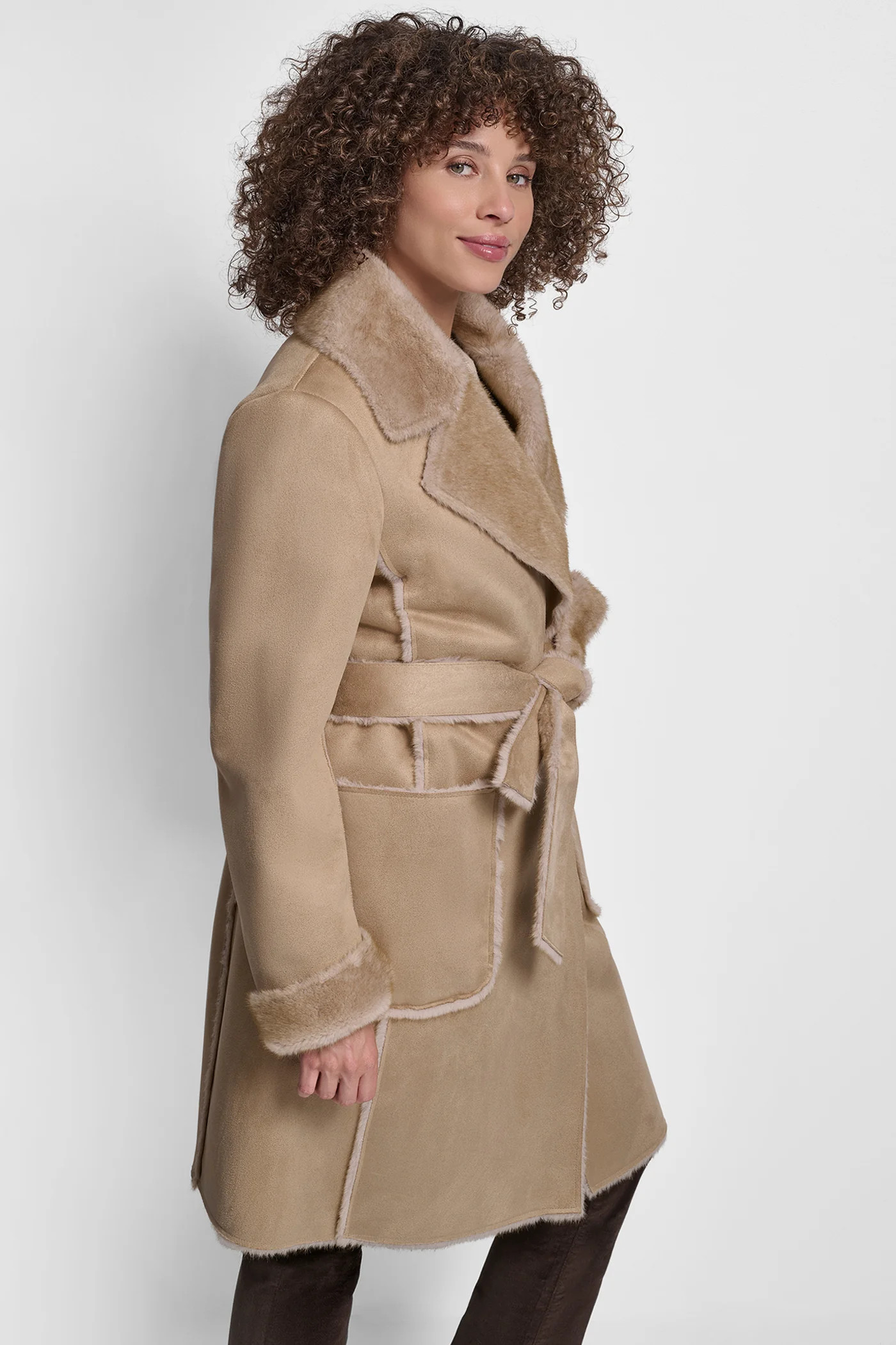 BELTED FAUX SHERLING | DKNY