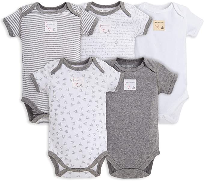 Burt's Bees Baby Unisex Baby Bodysuits, 5-Pack Short & Long Sleeve One-Pieces, 100% Organic Cotto... | Amazon (US)
