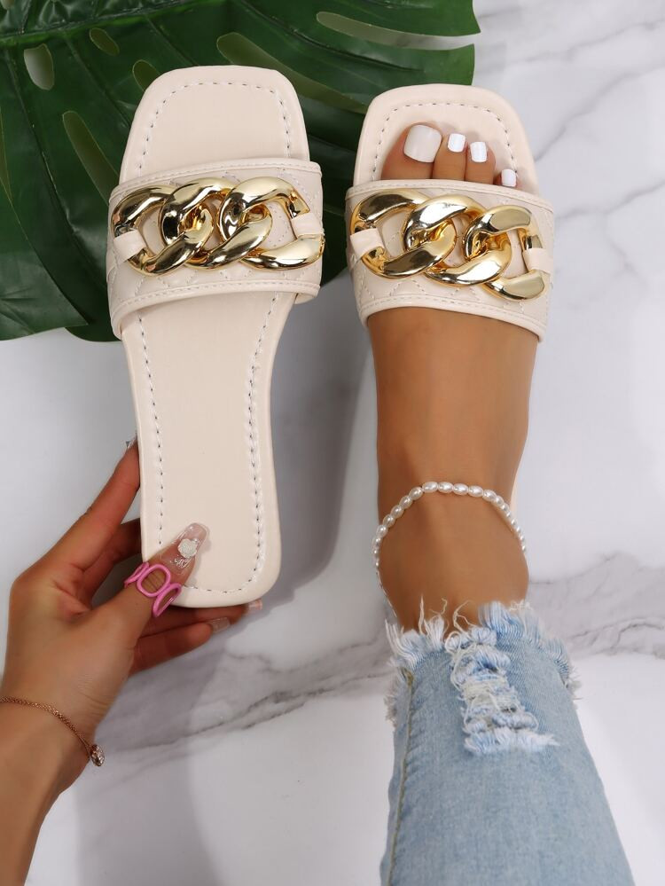 Chain Decor Slide Sandals | SHEIN
