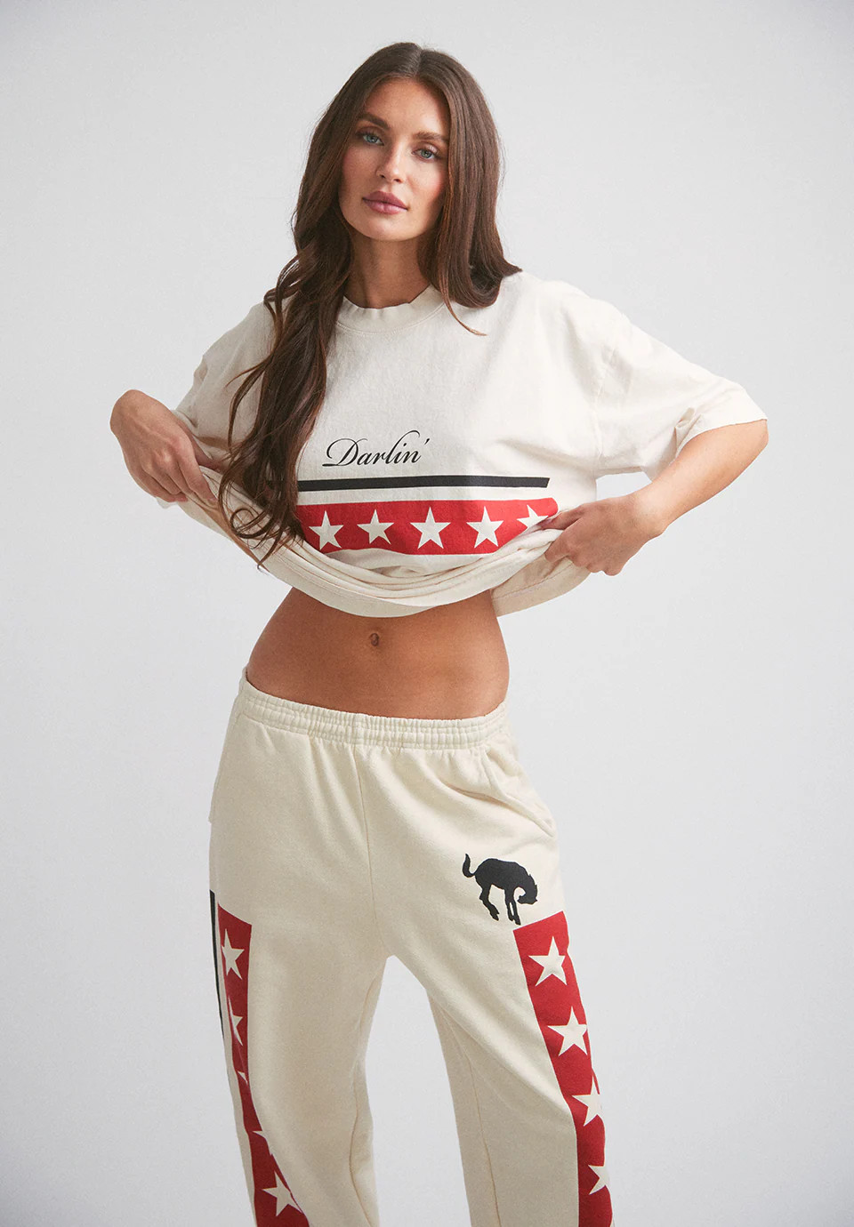 Spangled Jogger Sweatpant - Creme | Darlin'