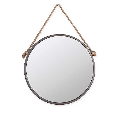 Gray Round Metal Hanging Rope Wall Mirror | Kirkland's Home
