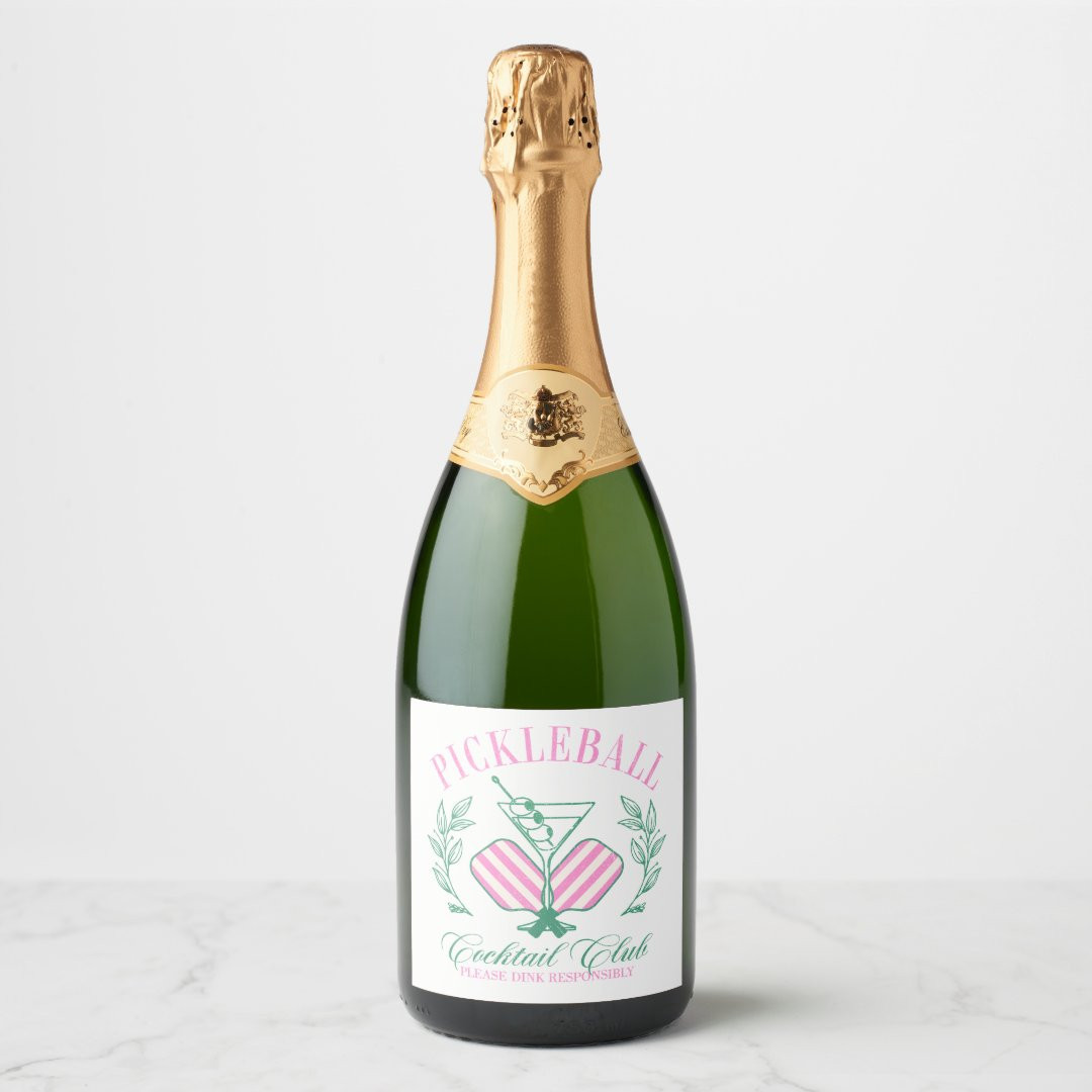 Pickleball Cocktail Club Sparkling Wine Label | Zazzle | Zazzle