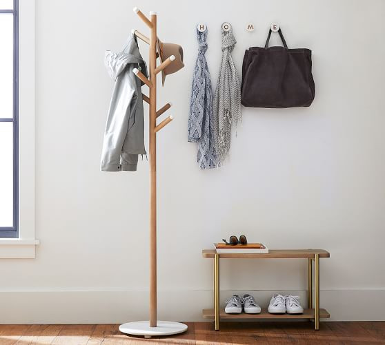 Grace Mango Wood & Marble Coat Rack | Pottery Barn (US)