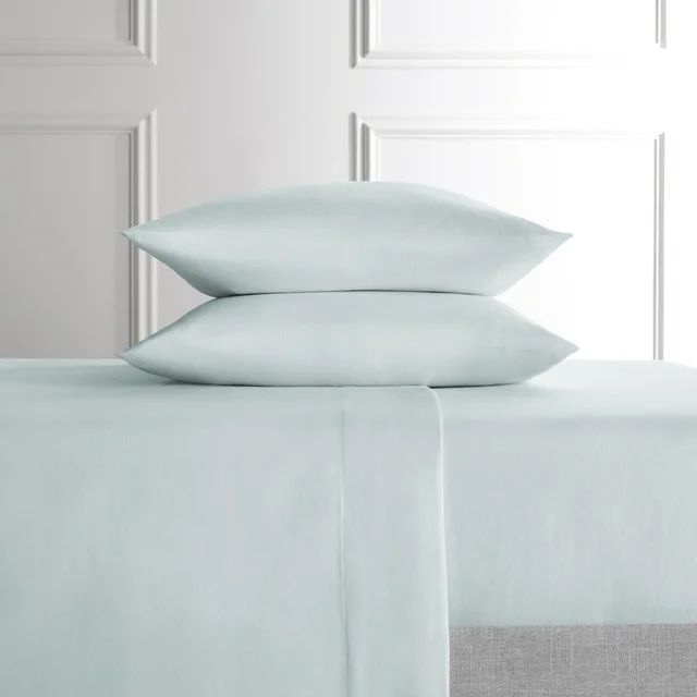 Hotel Style 4-Piece Blue Lyocell & Linen Blend Percale Bed Sheet Set, Full | Walmart (US)