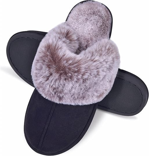 Cozyfurry Womens House Slippers Fluffy Comfy Plush Faux Fur Suede Breathable Memory Foam Warm Hou... | Amazon (US)