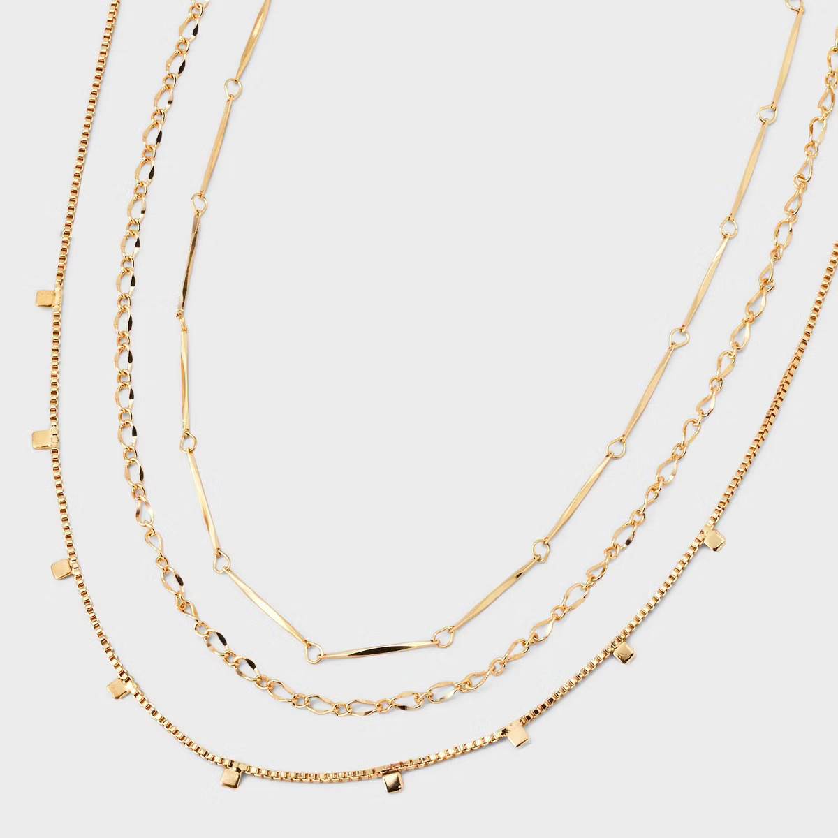 Mixed Chain and Delicate Charm Multi-Strand Necklace - Universal Thread™ Gold | Target
