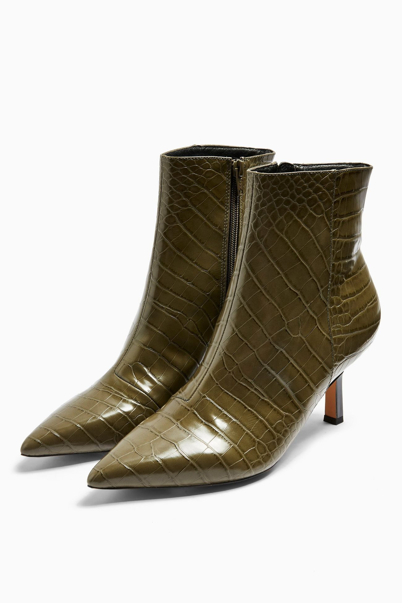 MACI Khaki Crocodile Pointed Boots | Topshop US