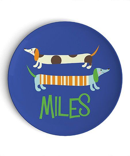 Blue Dachshunds Personalized Plate | Zulily