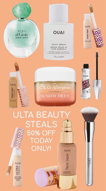 Today only! 50% off everything pictured at Ulta!
……….
ulta beauty steals tarte face tape foundation tarte shape tape radiant shape tape creamy shape tap CEO afterglow Sunday Riley CEO afterglow ouai scalp serum acqua di gioia perfume gimme brow benefit brows makeup brushes foundation brushes IT cosmetics brush best concealer under $20 best foundation under $20 vitamin c cream brightening cream skincare best skincare under $50 best cream under $50 ultra finds ulta sale finds ulta beauty deals

#LTKworkwear #LTKsalealert #LTKbeauty
