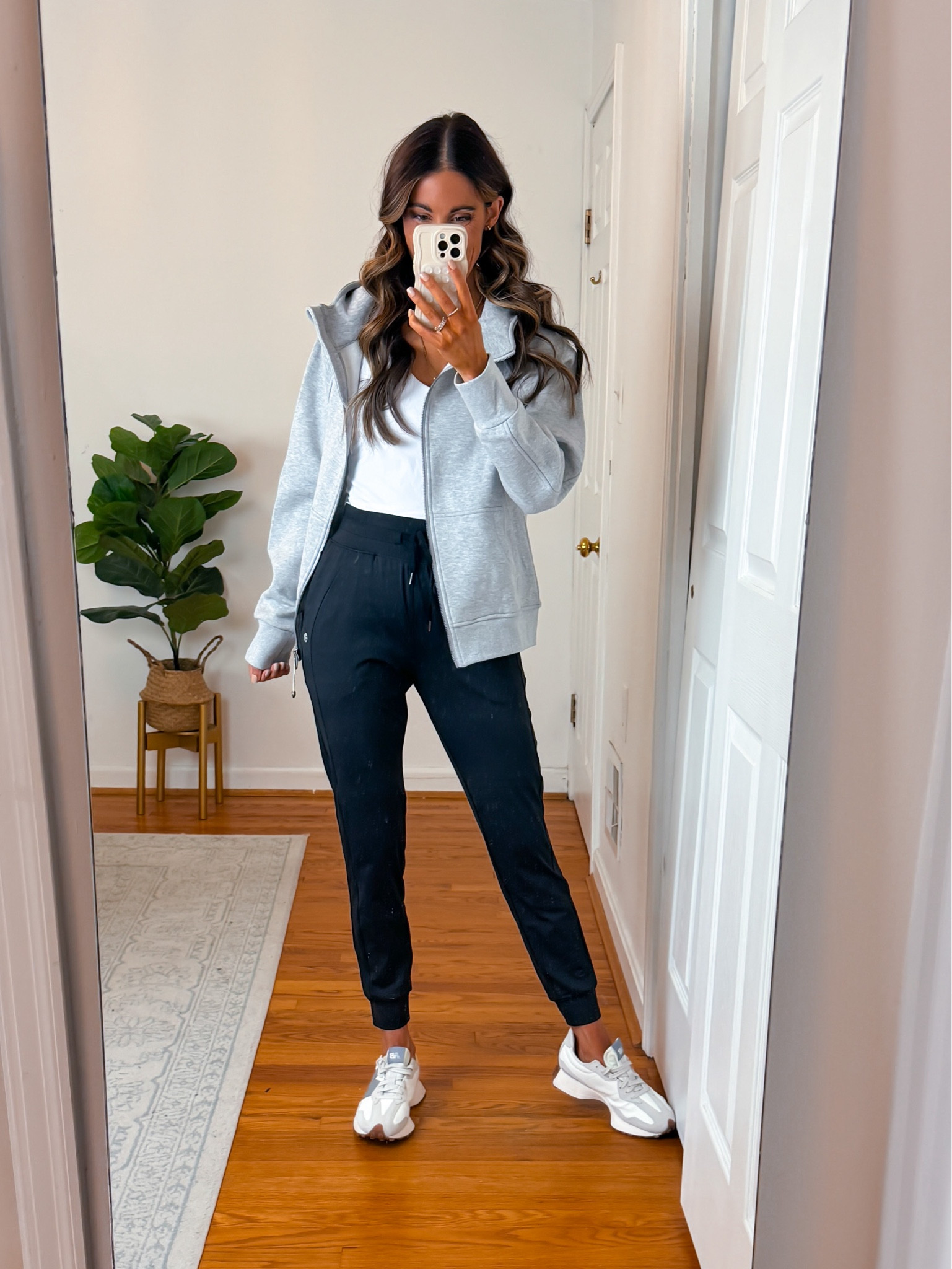 ✨I love wearing this sweatshirt for on the go errands or to the gym. It has thumb holes too! Wearing a small. Material is thick and zipper is heavy duty! Joggers are  not see through, have good tummy control and are soft like butter! Wearing an xsmall. Highly recommend! 

#LTKGiftGuide #LTKshoecrush #LTKfitness