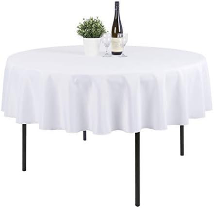 Waysle 70-Inch Round Tablecloth, 100% Polyester Washable Table Cloth for Circular Table, White | Amazon (US)