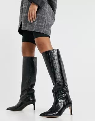& Other Stories leather slouch knee high boots in black | ASOS (Global)