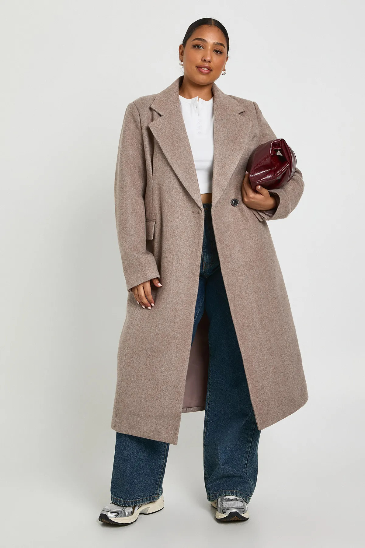 Plus Wool Look Trench Coat | boohoo (US & Canada)