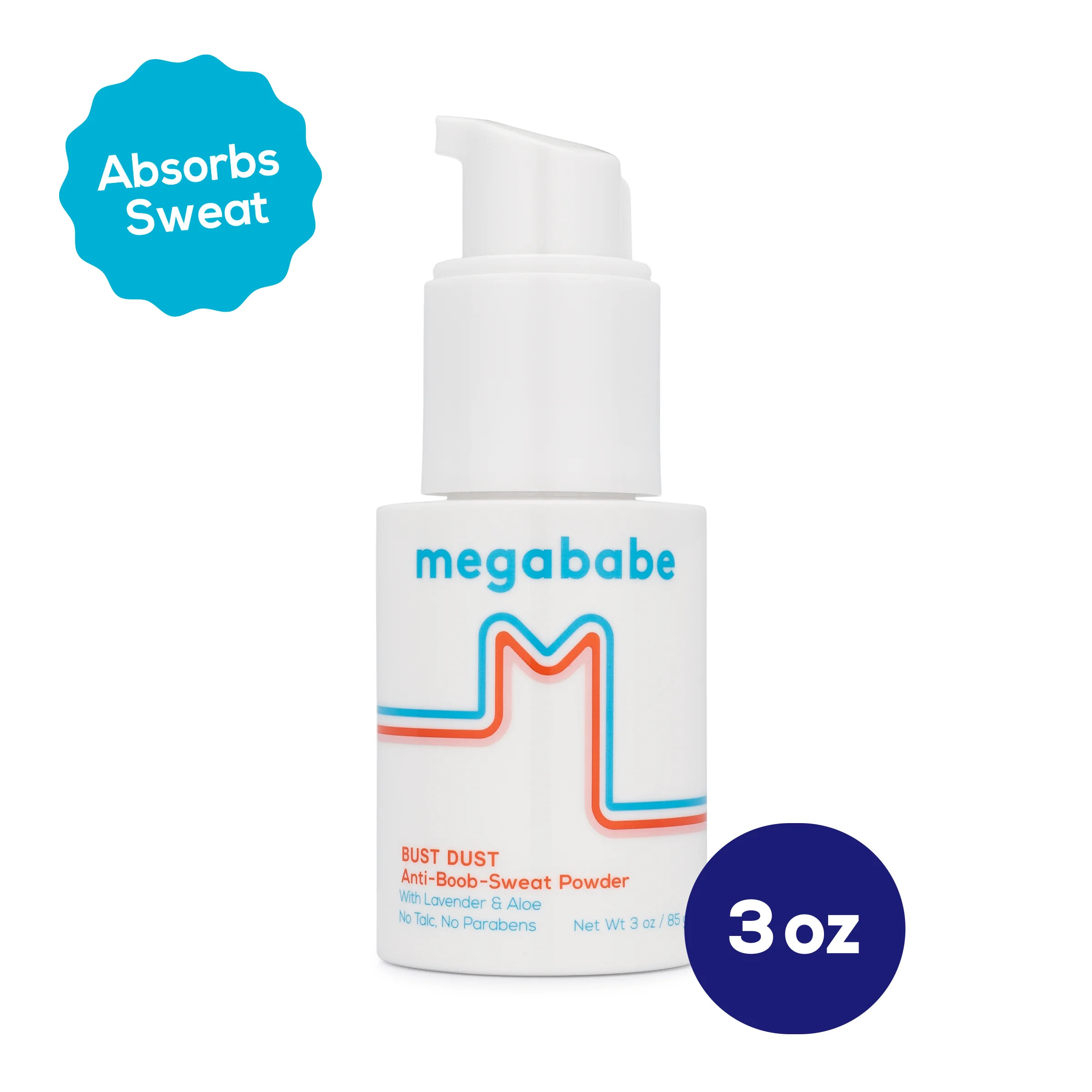Megababe Bust Dust Sweat-Absorbing Powder, Lavender & Aloe, Talc-Free, All Natural, 3 oz | Walmart (US)