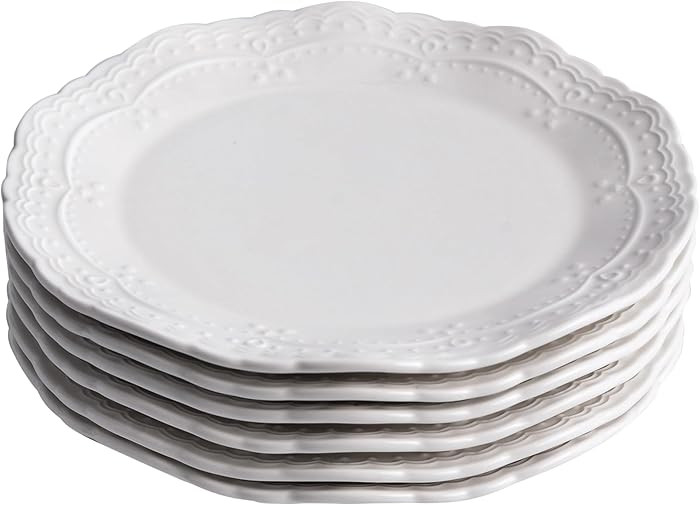 Ceramic Dishes Set of 6,White Porcelain Dinner Plates,Heat Resistant,Scratch Resistant,Highly Glo... | Amazon (US)