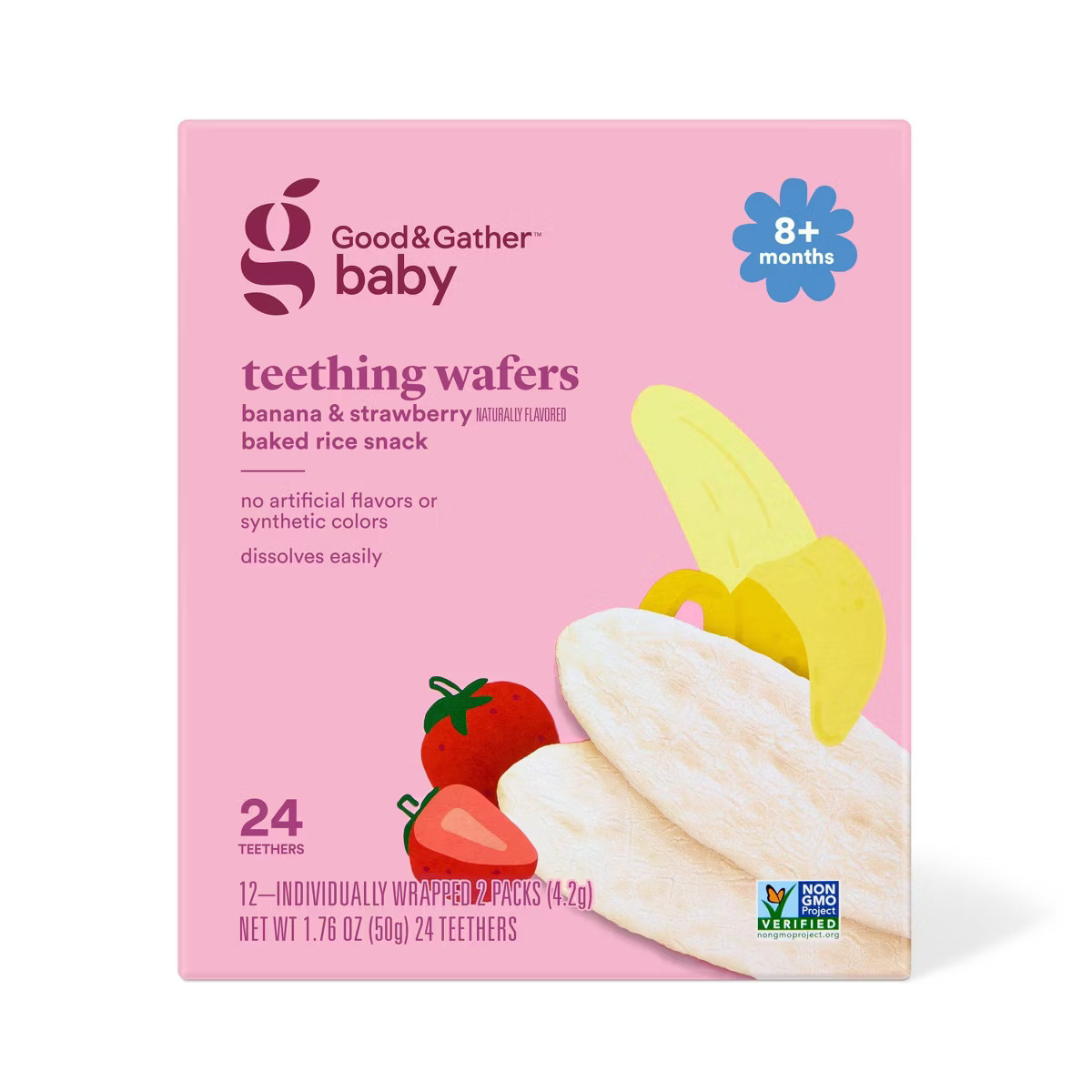 Banana Strawberry Teething Wafers Baby Snacks - 1.76oz/12pk - Good & Gather™ | Target