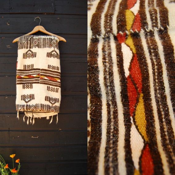 Vintage Navajo Blanket 98 X 52, Wool Southwestern Blanket Throw, Handwoven Boho Hippie Festival Mexi | Etsy (US)