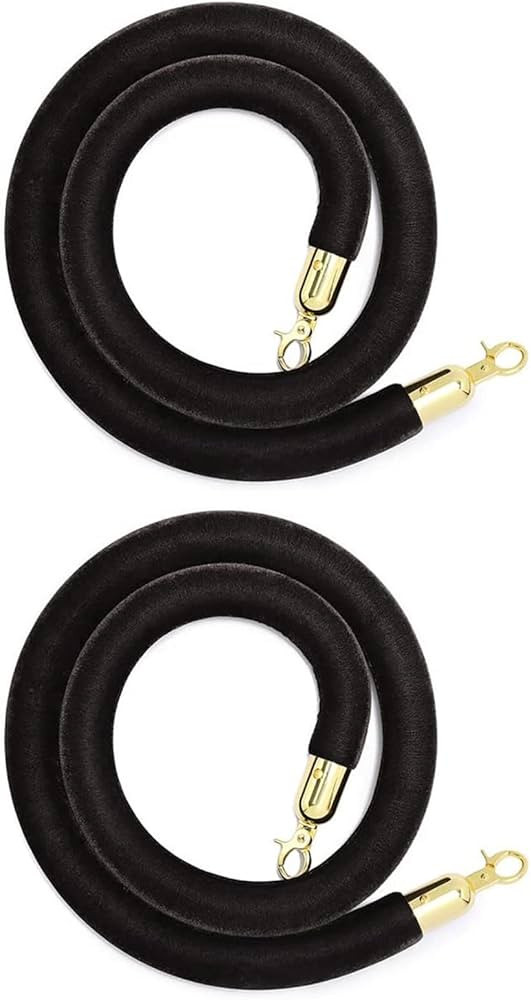 LVYIHAN 2 Pack Black Velvet Stanchion Rope with Gold Hooks, Crowd Control Rope Safety Barrier Red... | Amazon (US)