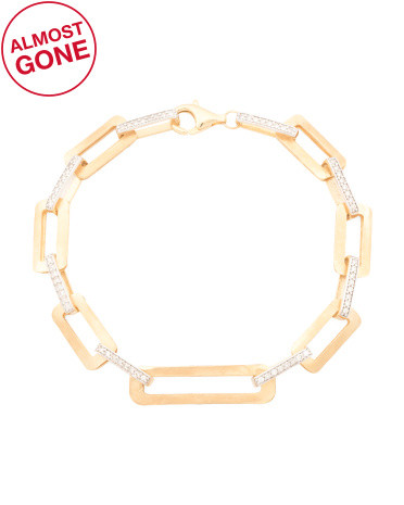 Made In Israel 14kt Gold Diamond Open Link Bracelet | TJ Maxx