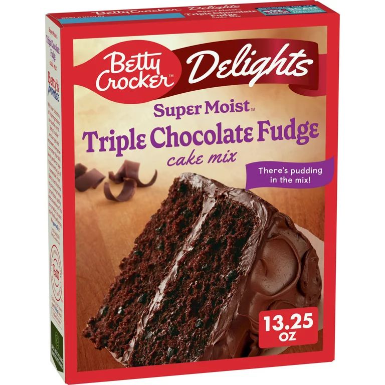 Betty Crocker Delights Super Moist Triple Chocolate Fudge Cake Mix, 13.25 oz | Walmart (US)